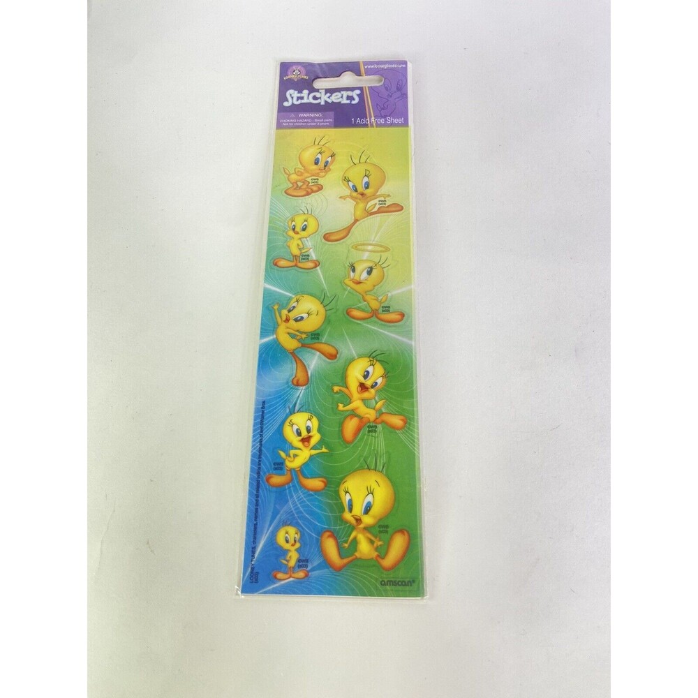 Vintage Amscan Tweety Bird Looney Tunes 1 Acid Free Sticker Sheet Stickers NEW